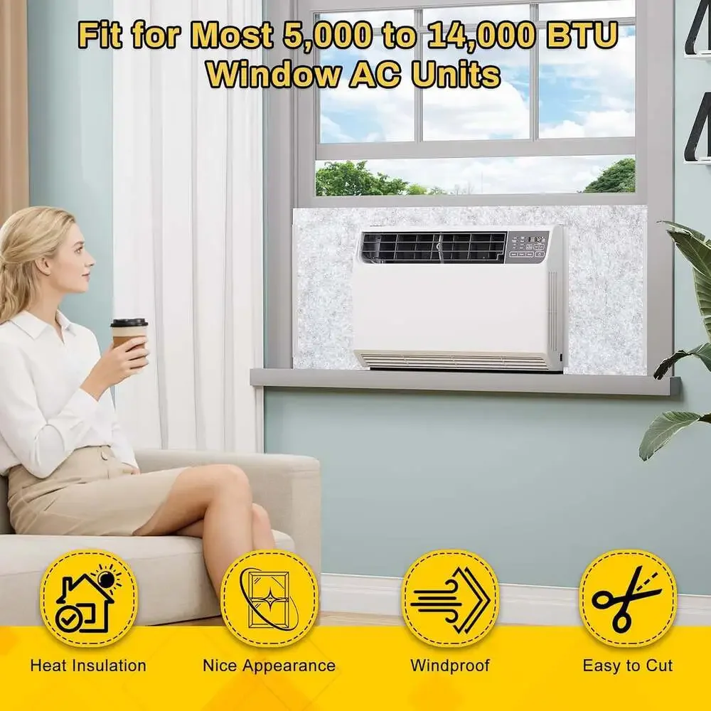 Window Air Conditioner Side Insulation Foam Panels with Felt Layer 9X16.5 Inches